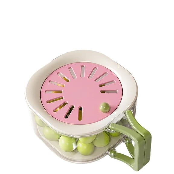 Dienrx 2-in-1 Collapsible Salad Spinner and Strainer Bowl, Fruit and Vegetable Washing Basket with Lid and Handle for Kitchen, Fridge, Picnic - Strawberry Pink