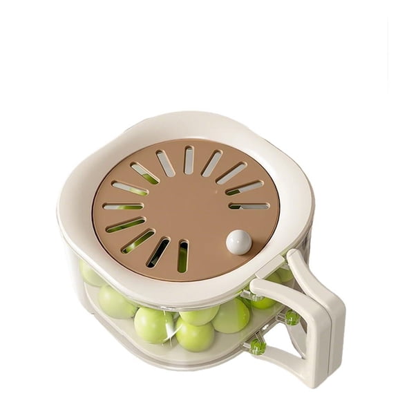 Dienrx 2-in-1 Collapsible Salad Spinner and Strainer Bowl, Fruit and Vegetable Washing Basket with Lid and Handle for Kitchen, Fridge, Picnic - Brown