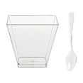 thumbnail image 1 of Dienrx 50Pcs Clear Plastic Dessert Cups with Mini Spoons - 60Ml Square Parfait Cups | Disposable, Bpa-Free for Birthdays, Weddings, Party Gatherings, Party Hosts, Home Cooks, 1 of 9