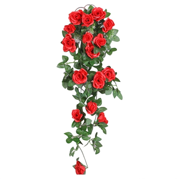 Dienrx Artificial Rose Vine Wall Hanging, Clearance Artificial, Simulation Wall Hanging False Flower Vine Living Room Wall Decoration Green Ceiling Indoor Pipe Wall Hanging Flower Art
