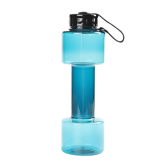 Dienrx Blue Dumbbell-Shaped Sports Water Bottle - Multifunctional Leak-Proof Plastic Jug | 0-60°C Temperature Range, for Gym, Cycling, Fitness Enthusiasts, Active Adults