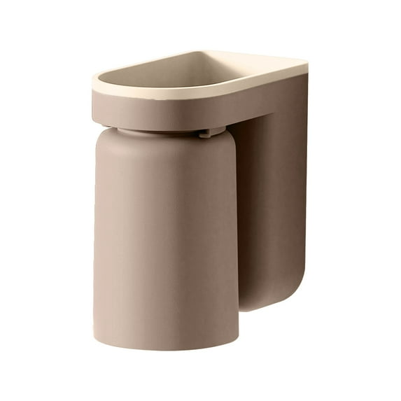 Dienrx Brown Wall-Mounted Bathroom Toothbrush Holder Set - No-Drill Mouthwash Cup Organizer | Plastic Material, Hygienic Storage for Bathroom, Home Use, Space-Saving Enthusiasts