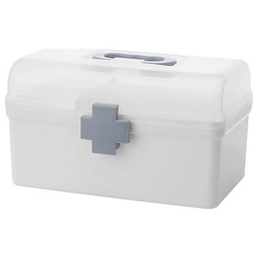 Dienrx Clearance Large Capacity Medicine Box, 1 Box, Box Double Layer with Handle Removable Tray Portable Large Capacity Emergency Kit Container Organizer