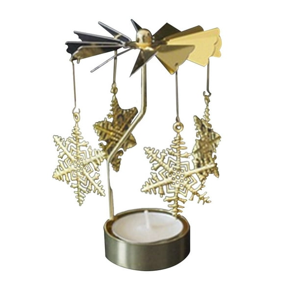 Dienrx Clearance Rotating Metal Candlestick, 1X Metal Rotating Candlestick, Hot Spinning Rotary Metal Carousel Tea Light Candle Holder Stand Light Xmas Gift