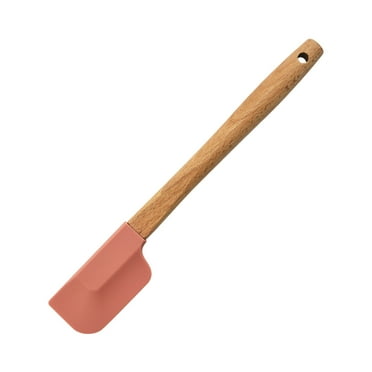 Dienrx Clearance Silicone Scraper with Wooden Handle, a Scraper, Round Wood Handle Silicone Spatula Household Mixing Scraper Kitchen Baking Cake Scraper