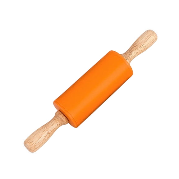 Dienrx Clearance Under $5 "Wooden Rolling Pin with Silicone Handles | Kid-Friendly Baking Tool for Kitchen, Dining & Creative Cooking"