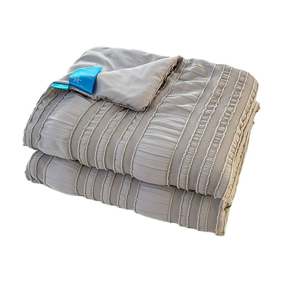 Dienrx Cooling Summer Seersucker Comforter - Q-Max 0.4 Reversible Blanket | Breathable Cover for Hot Sleepers, Bed, Ac Room, Adults