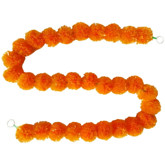 Dienrx Decorative Marigold Garland, 59'' Long Artificial Marigold Flowers, for Rituals, Weddings, Christmas, and Event Decoration, a Bunch of Medium Yellow Autumn Marigold Decorative Flowers