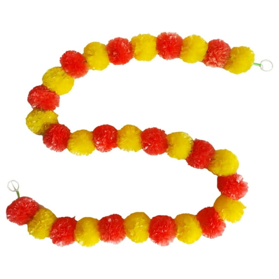 Dienrx Decorative Marigold Garland, 59'' Long Artificial Marigold Flowers, for Rituals, Weddings, Christmas, and Event Decoration, a Bunch of Orange and Yellow Autumn Marigold Decorative Flowers