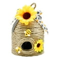 thumbnail image 1 of Dienrx Farmhouse Jute Wrapped Beehive Decoration with Sunflower & Plaid Bow, Rustic Spring & Summer Honey Bee Theme Decor for Kitchen Tiered Tray, Shelf, Table Centerpiece, 1 of 4