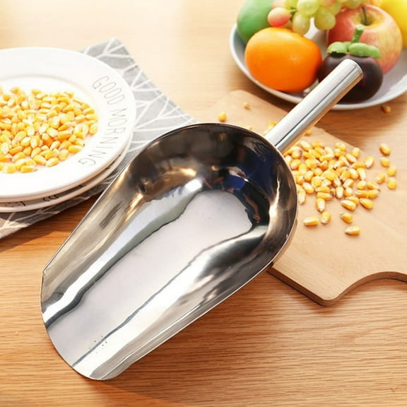 Dienrx Ice Scoop - Ice Scoop for Multi-Purpose Use, Stainless Steel Metal Food Scoop, Kitchen Restaurant Bar Party Wedding Ice Machine Heavy Duty, Silver, 1 Stainless Steel Ice Scoop