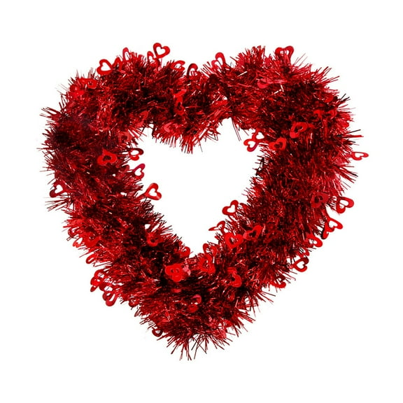 Dienrx LED Heart Shaped Wreath for Front Door, Valentine's Day Wedding Party Wall Decor, Light Up Hanging Garland for Romantic Atmosphere