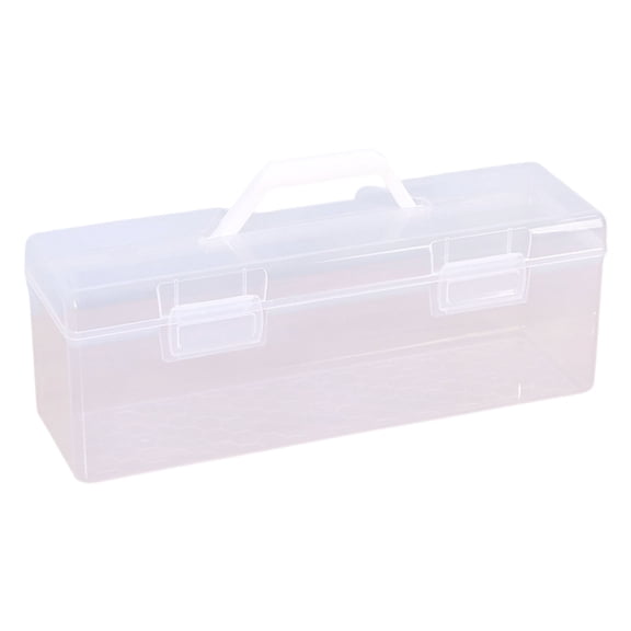 Dienrx Portable Paint Storage Box with Handle - Clear Plastic Craft Organizer for Acrylic Tubes & Brushes - Stackable Art Supply Case - Studio Storage