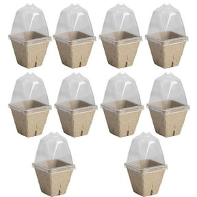 Dienrx Seedling Box, Biodegradable Nursery Pots with Humidity Dome 3.1 Inch Square Seeding Pots for Peat Pots for Seedlings Garden Vegetable Flower Germination