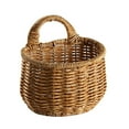 thumbnail image 1 of Dienrx Small Handwoven Wicker Hanging Basket with Handle, Wall Mounted Storage for Towels & Plants, Rustic Farmhouse Organizer, 1 of 7