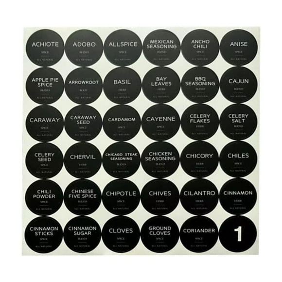 Dienrx Spice Organizer Tags, Clearance Stickers, English Labels Kitchen Storage Packaging Glass Jars Seasoning Bottles