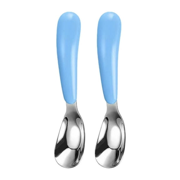 Dienrx Yuanbao Spoon (1/2Pc) 316L Stainless Learning to Eat Independently Spoon Feeding Special Teens's Tableware for Home Use, 2Pc Yuanbao Spoon