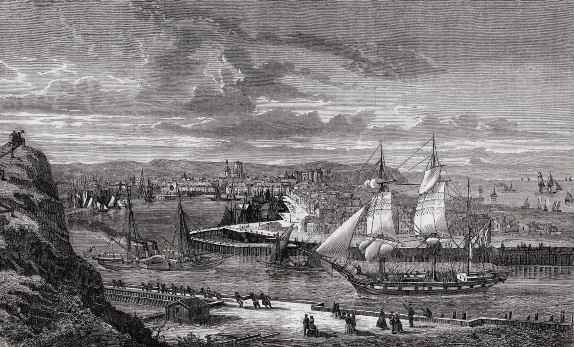 Dieppe France In The 18Th CenturyFrom Histoire De La Revolution Francaise By Louis Blanc Canvas Art - Ken Welsh Design Pics (38 x 22)