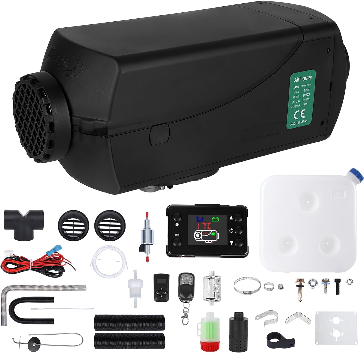 Diesel Air Heater 12V, 15L Tank, Diesel Heater 8KW, Muffler, Diesel