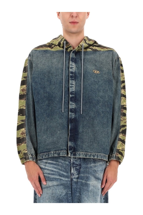Camouflage Hooded Denim Jacket (Men's)