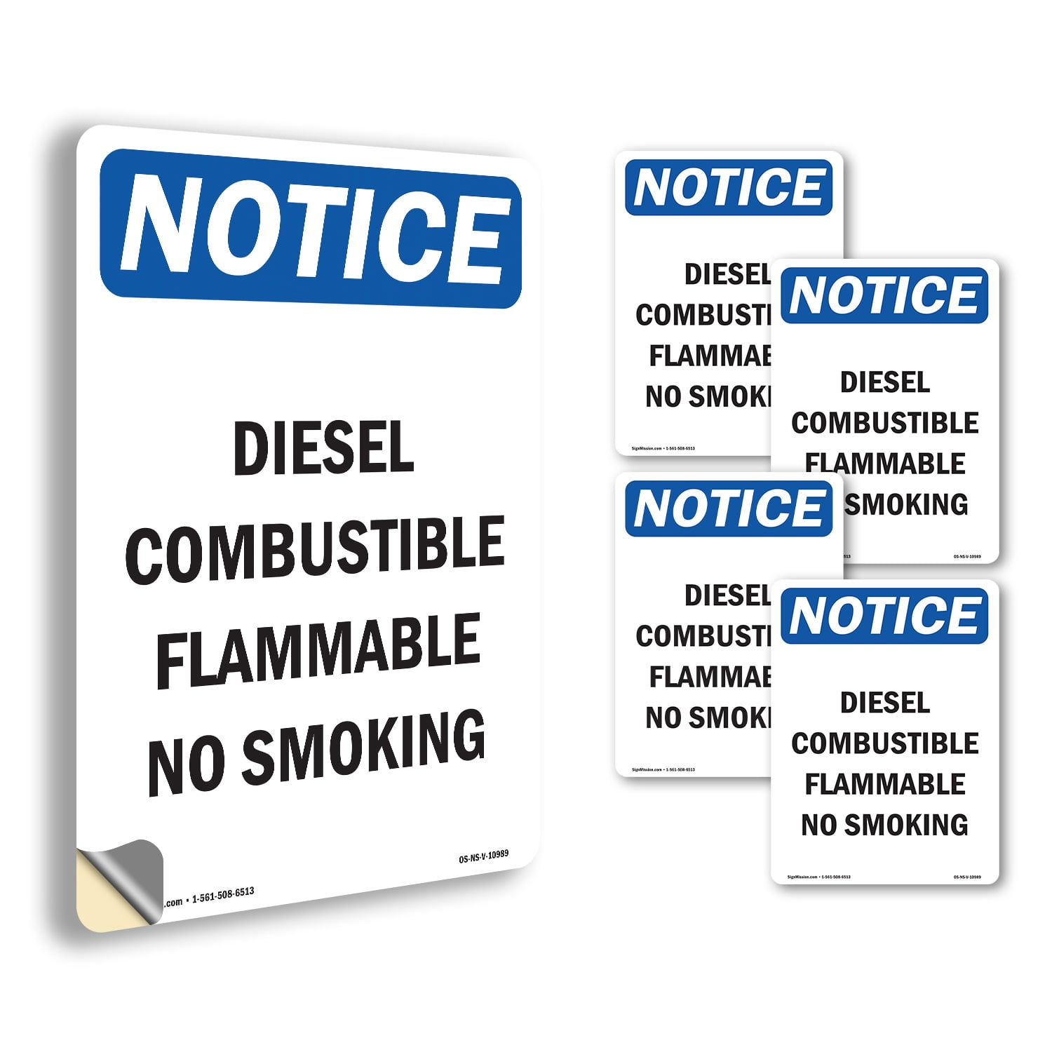 Diesel Combustible Flammable No Smoking OSHA Notice Vinyl Decal Label ...