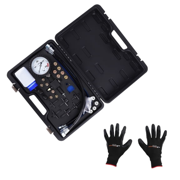 Diesel Common Rail Pressure Tester Kit, 2000BAR High Pressure Diagnostic Tool with 12 Plugs, Oil Filled Stainless Steel Gauge for Engine Cranking & Injector Leakage Testing, 42463445