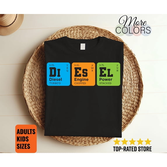 Merch Tyable Diesel Elements Periodic Table Truck Breakdown T-Shirt, Trucker Driver ...