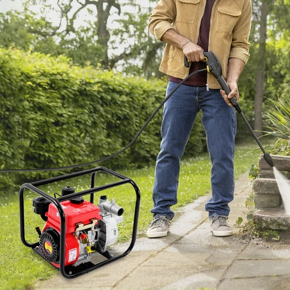 Diesel Engine Water Pump, 2-inch 131.23ft /h 85ft Lift, 23ft Suction, 196CC 4-Stroke Portable High Pressure Diesel Powered Trash Water Transfer Pump Garden Farm Irrigation Pump for Irrigation Pool