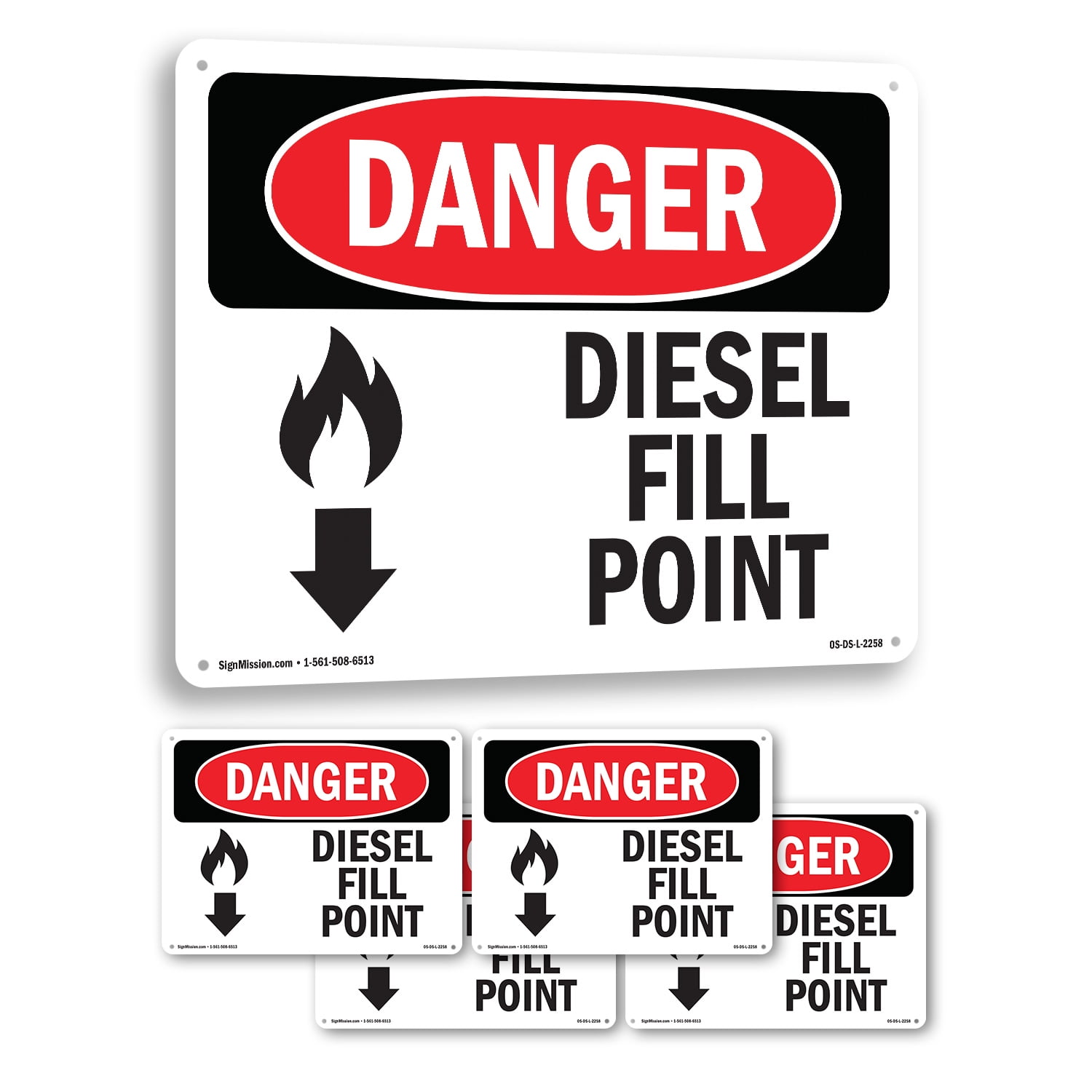 Diesel Fill Point [Down Arrow] OSHA Danger Aluminum Sign 18 Inch x 12 ...