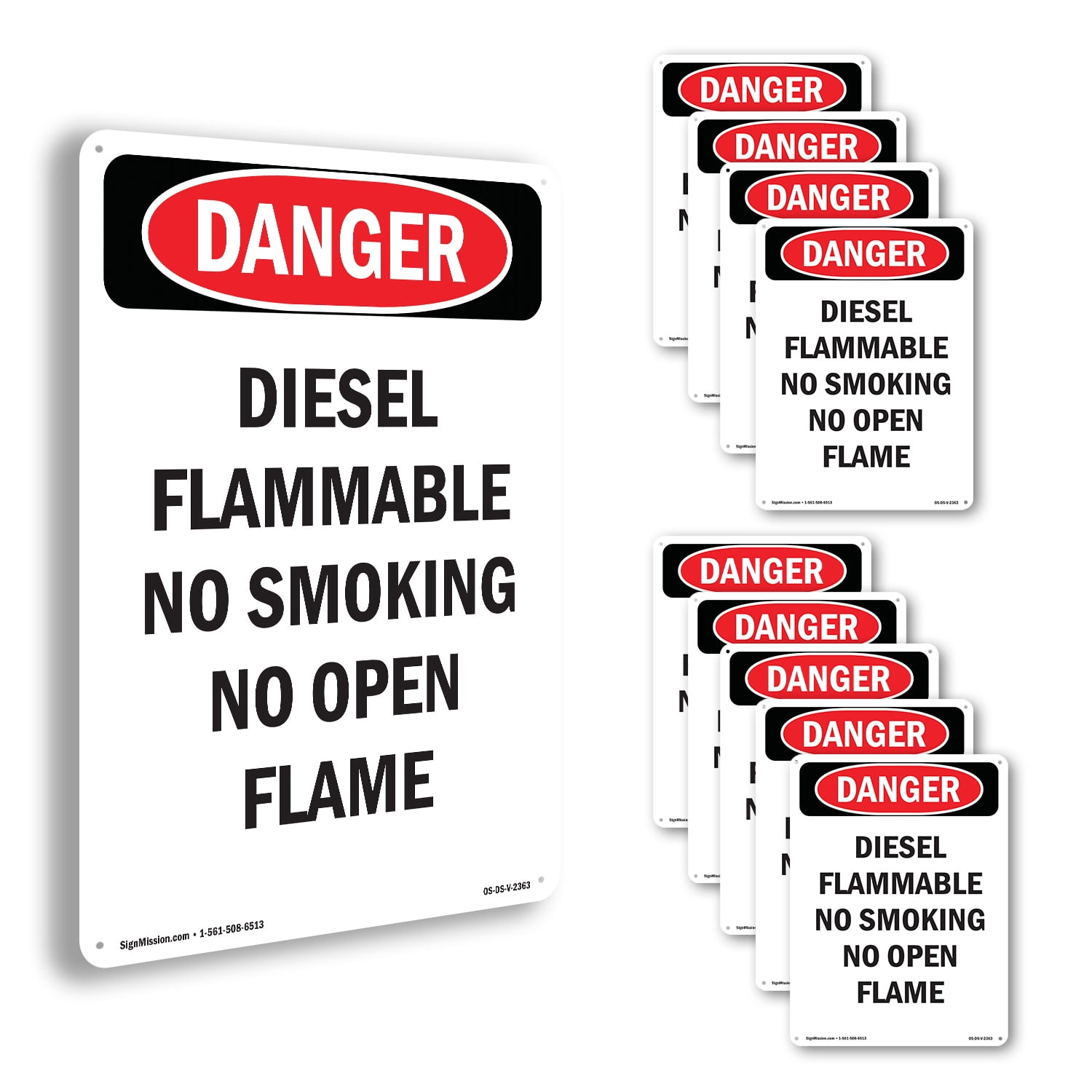 Diesel Flammable No Smoking No OSHA Danger Aluminum Sign 24 Inch x 18 ...