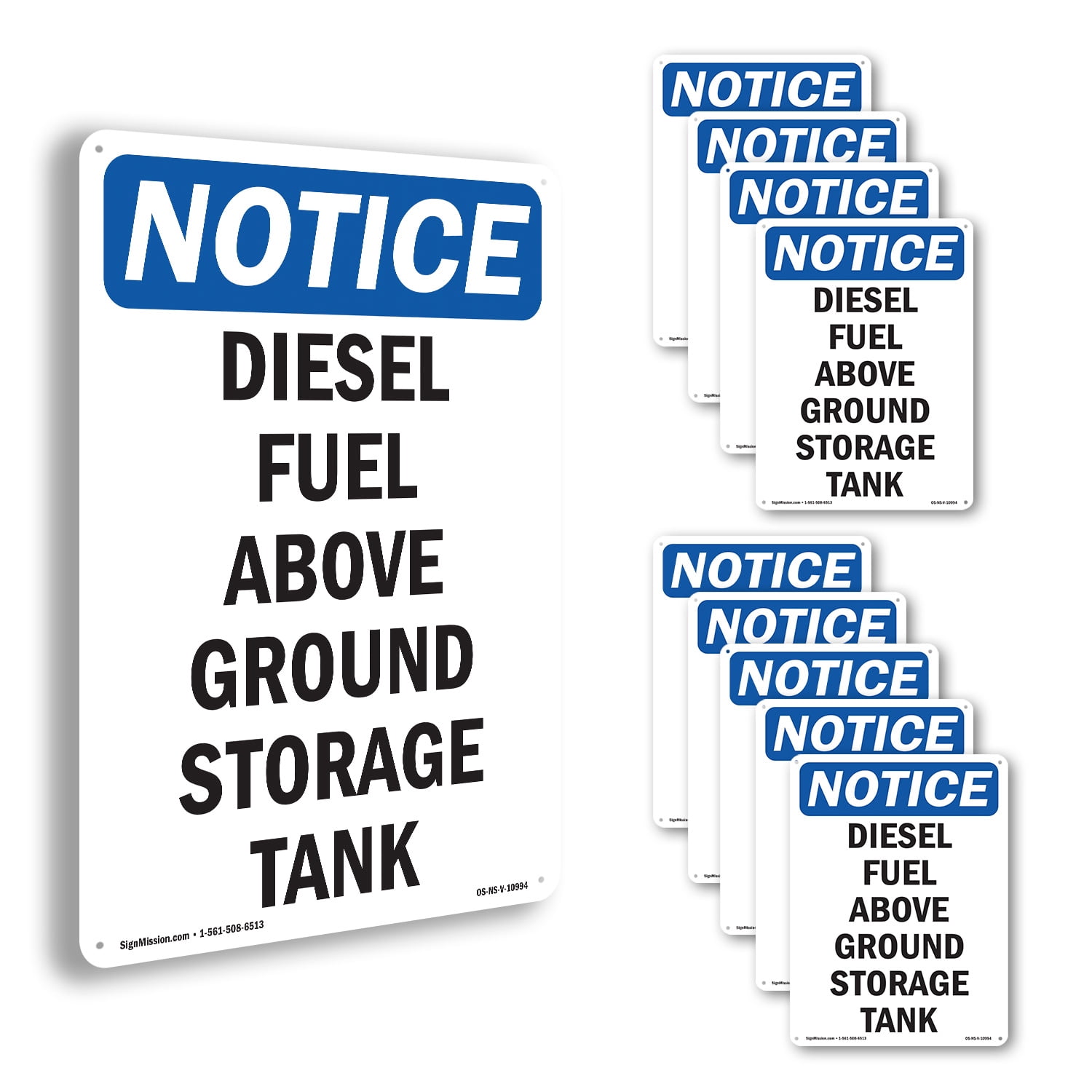 Engine Storage Sign Diesel Fuel Above Ground Storage Tank OSHA Notice Aluminum Sign 14 Inch ...