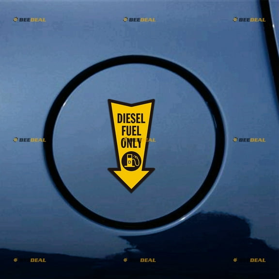 Diesel Fuel Only Arrow Down Sign Car Magnet Cover Cap Yellow Black Magnetic Sticker Decal - 2 Pack Reflective 4" - for Auto Truck Van Reusable Waterproof