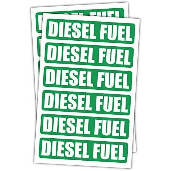 Diesel Fuel Automotive Fuel Decals | Stickers | Truck Labels | Green Vinyl Markers (12 Stickers)
