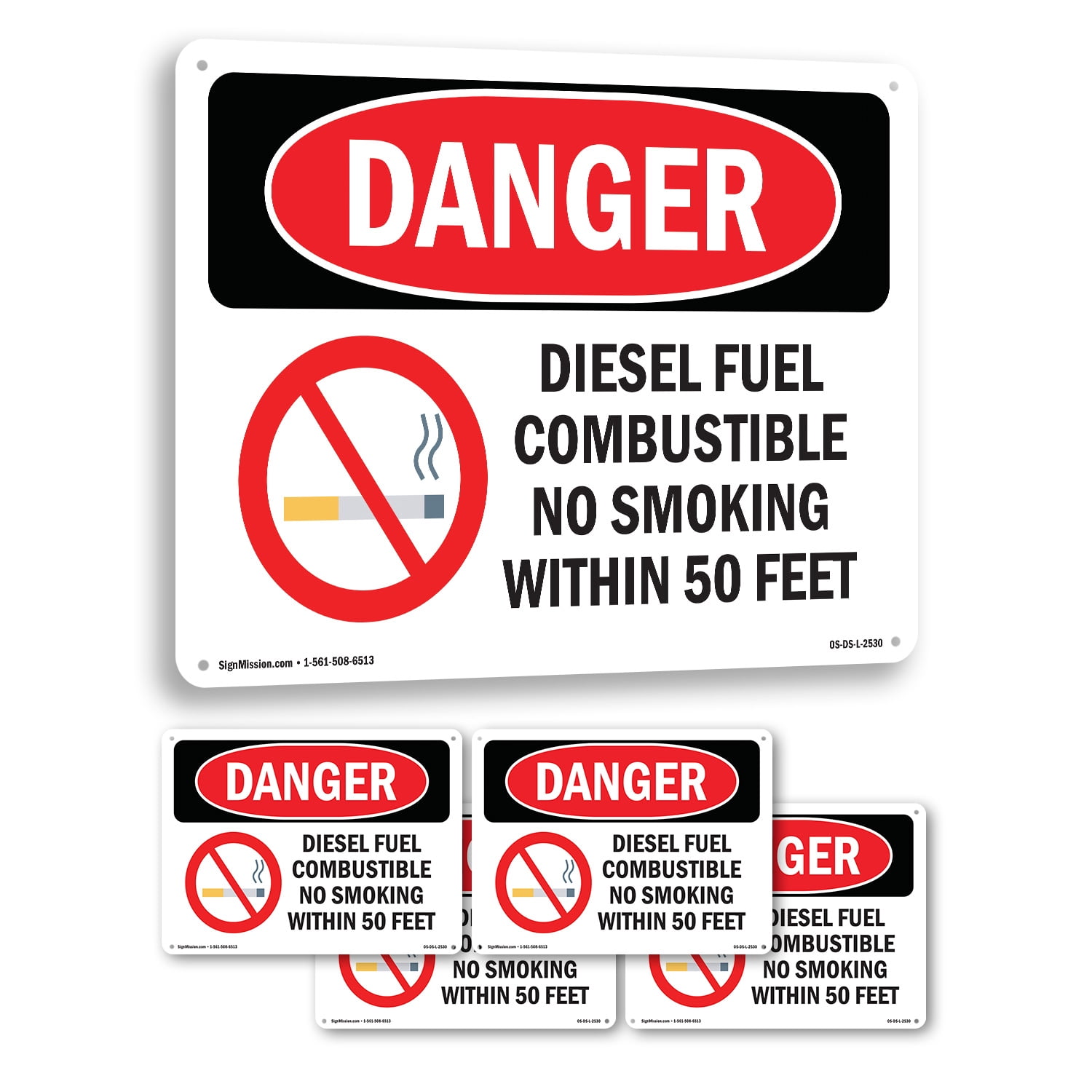 Diesel Fuel Combustible No Smoking OSHA Danger Aluminum Sign 10 Inch x ...