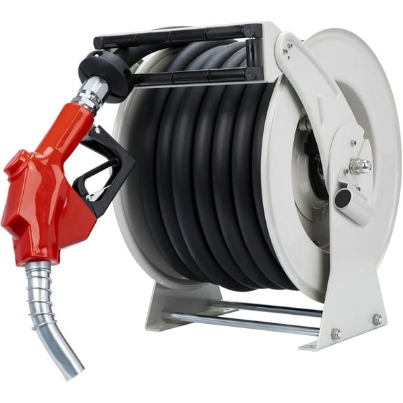 Diesel Fuel Hose Reel, 50' Retractable Spring Driven Auto Swivel, Industrial Heavy Duty Commercial, 300 PSI