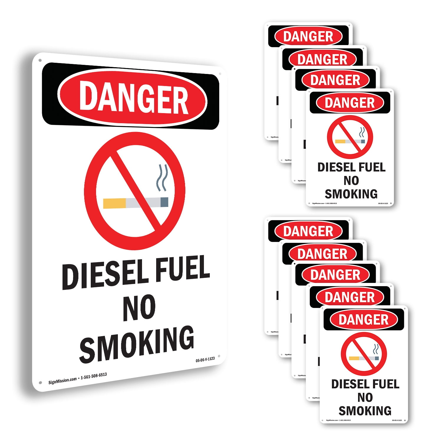 Diesel Fuel No Smoking OSHA Danger Aluminum Sign 10 Inch x 7 Inch - 10 ...