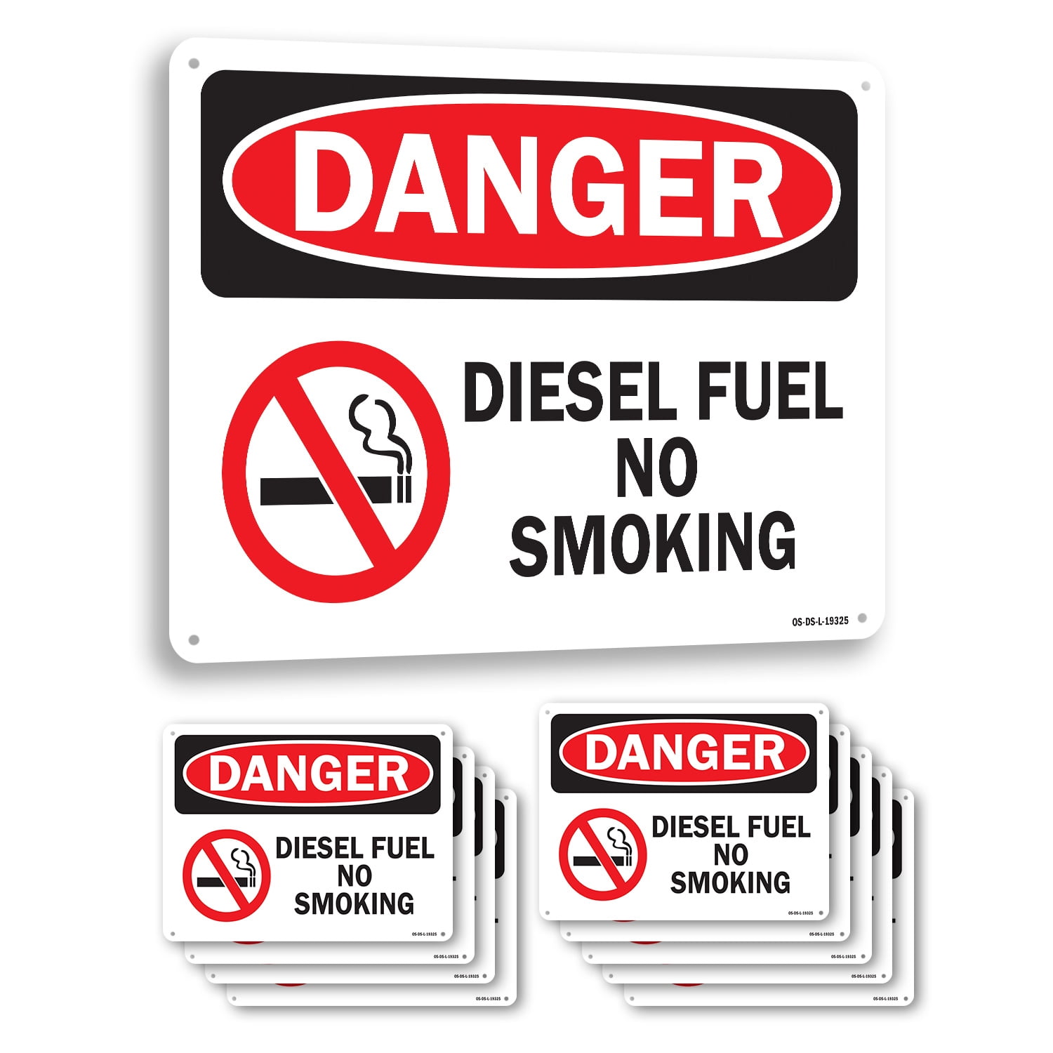 Diesel Fuel No Smoking with Graphic OSHA Danger Rigid Plastic Sign 24 ...