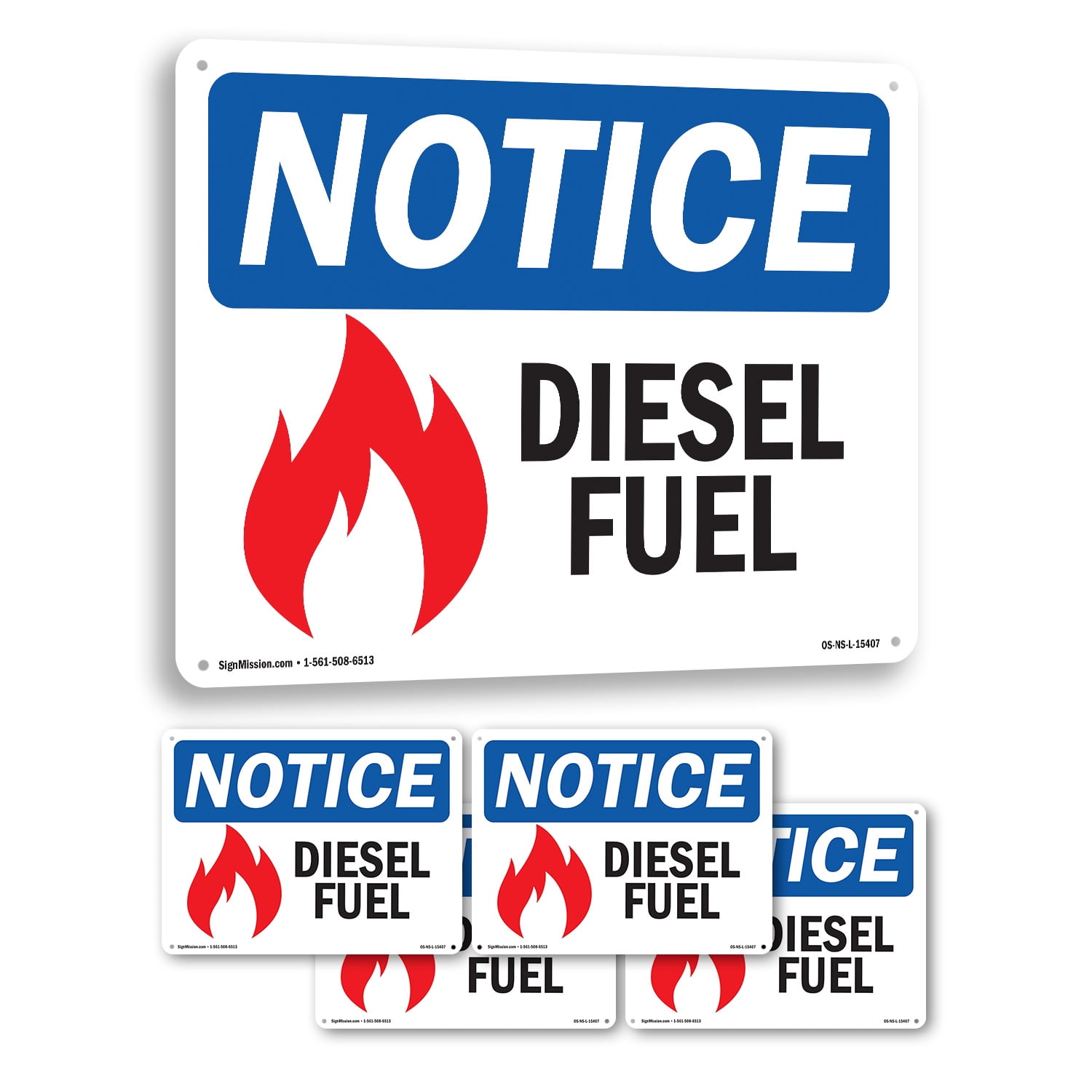 Diesel Fuel OSHA Notice Aluminum Sign 10 Inch x 7 Inch - 5 Pack ...