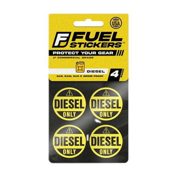 Diesel Fuel Only Sticker | 1 Round | 4 Labels | USA Made