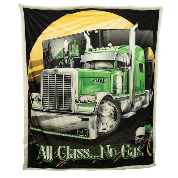 DAS COMPANIES Diesel Life All Class... No Gas Sherpa Throw Blanket - 60 Inch x 70 Inch