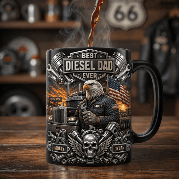 Diesel Mechanic Dad Magic Mug Personalized Gift for Truck-Loving Dads