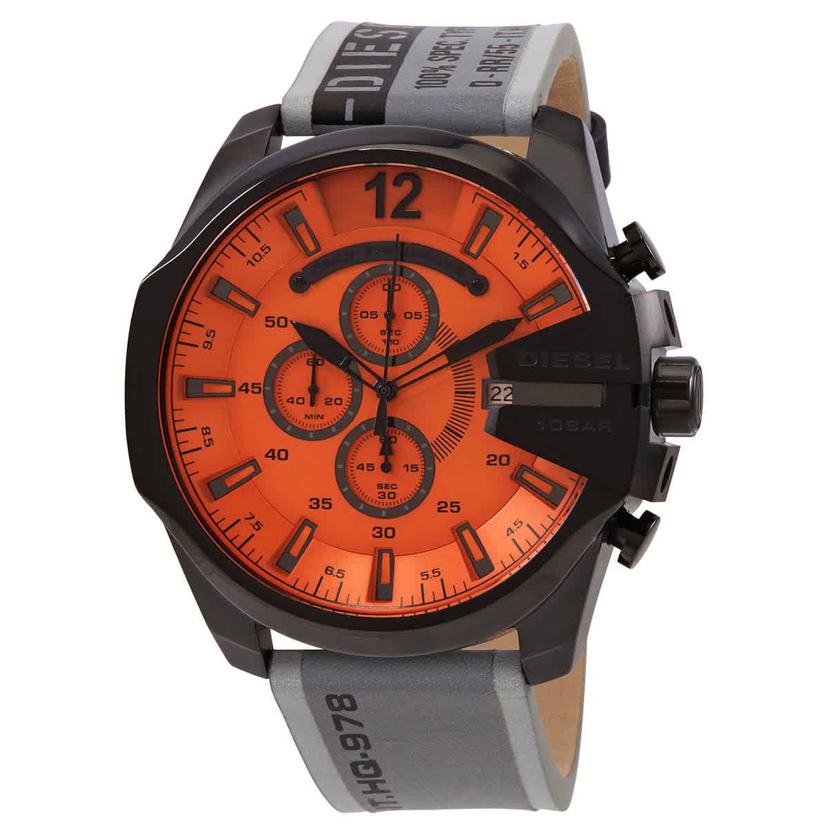 Diesel Mega Dial Men\'s Chronograph Watch Quartz DZ4535 Chief Orange