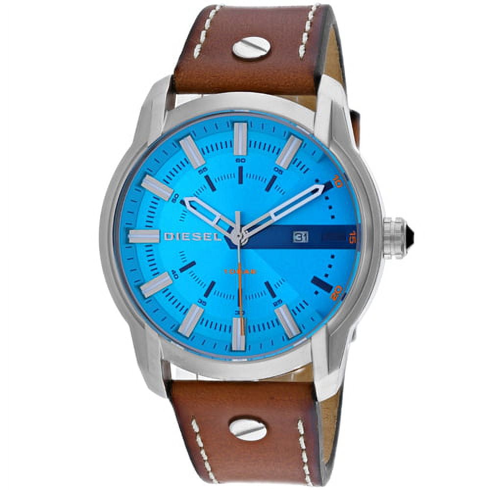 Diesel Men's Armbar DZ1815 Silver Leather Quartz Dress Watch