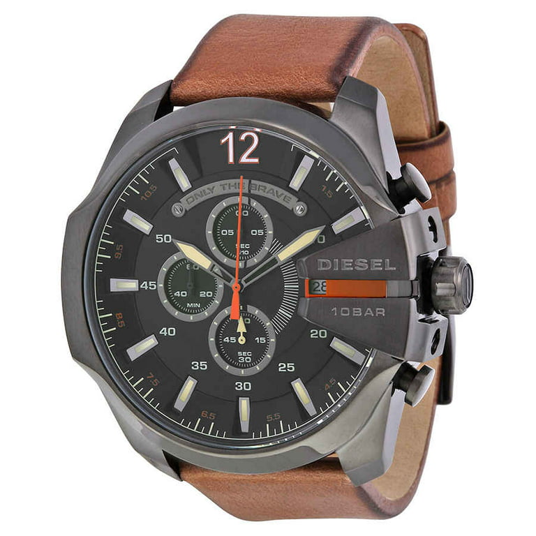 Diesel Men\'s DZ4343 Leather Watch Quartz Brown