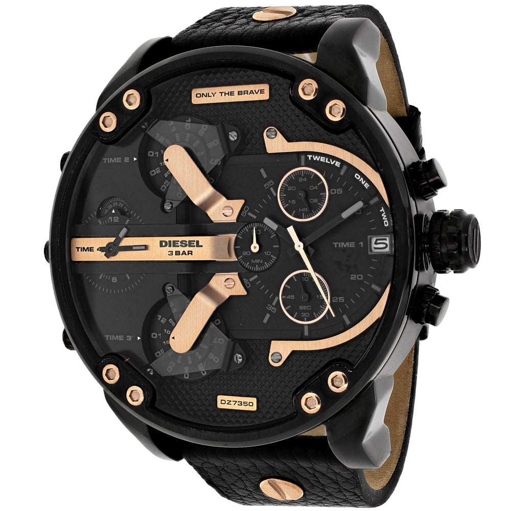 Diesel Men's DZ7350 Black Leather Quartz Watch