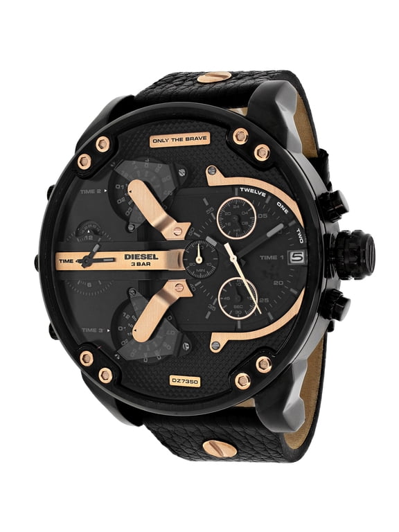 Men's DZ7350 Black Leather Quartz Watch