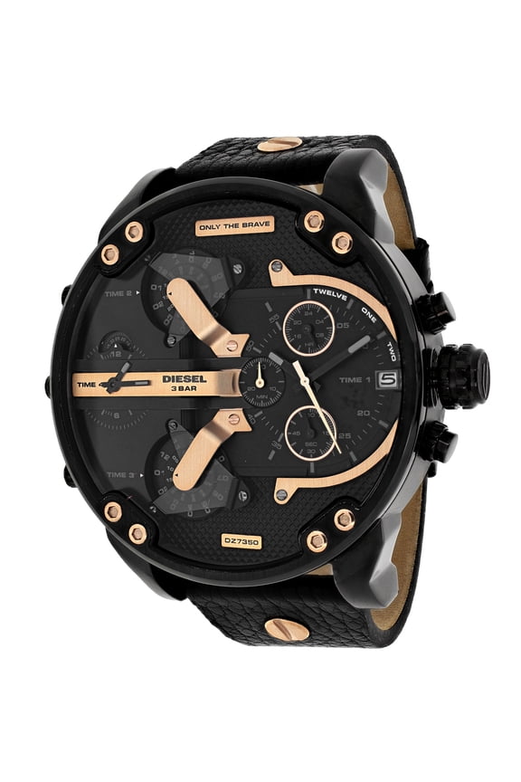 Men's DZ7350 Black Leather Quartz Watch