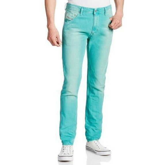 Diesel Men's Krayver Regular Slim Carrot Jeans 0818V Vivid Green 28
