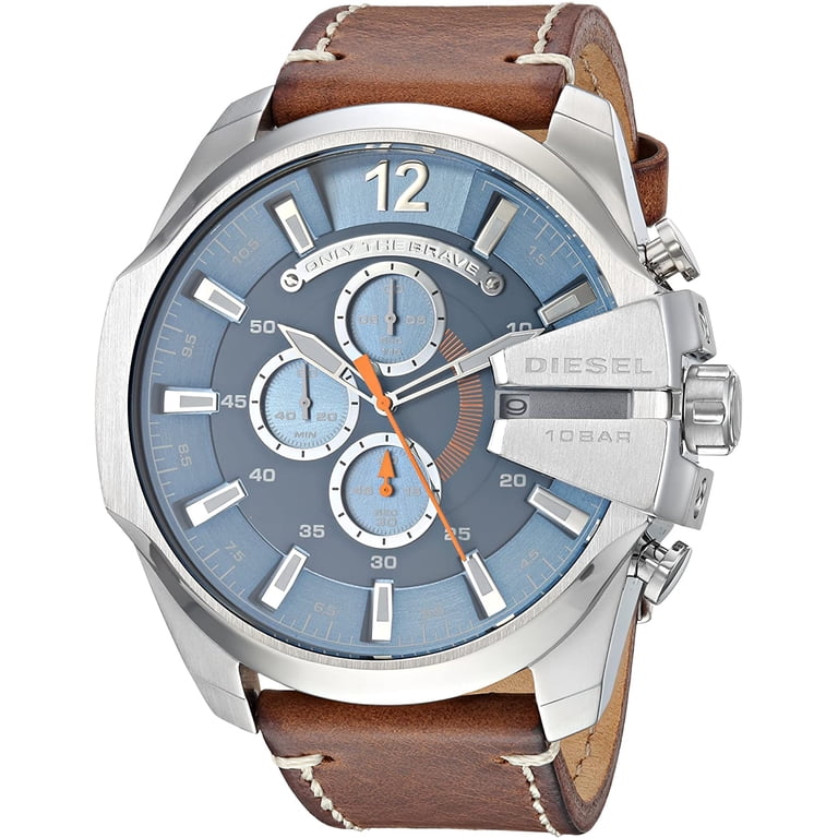 Diesel Men's Mega Chief DZ4458 Silver Leather Quartz Dress Watch