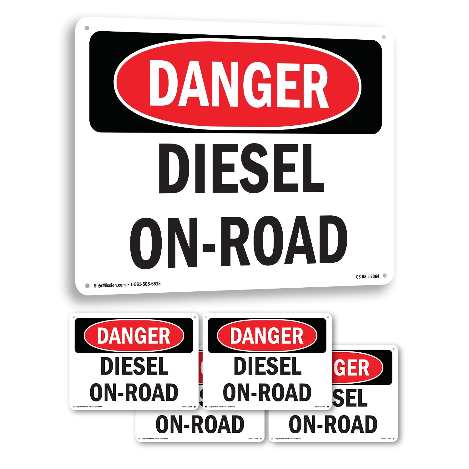 Diesel On OSHA Danger Rigid Plastic Sign 10 Inch x 7 Inch - 5 Pack ...